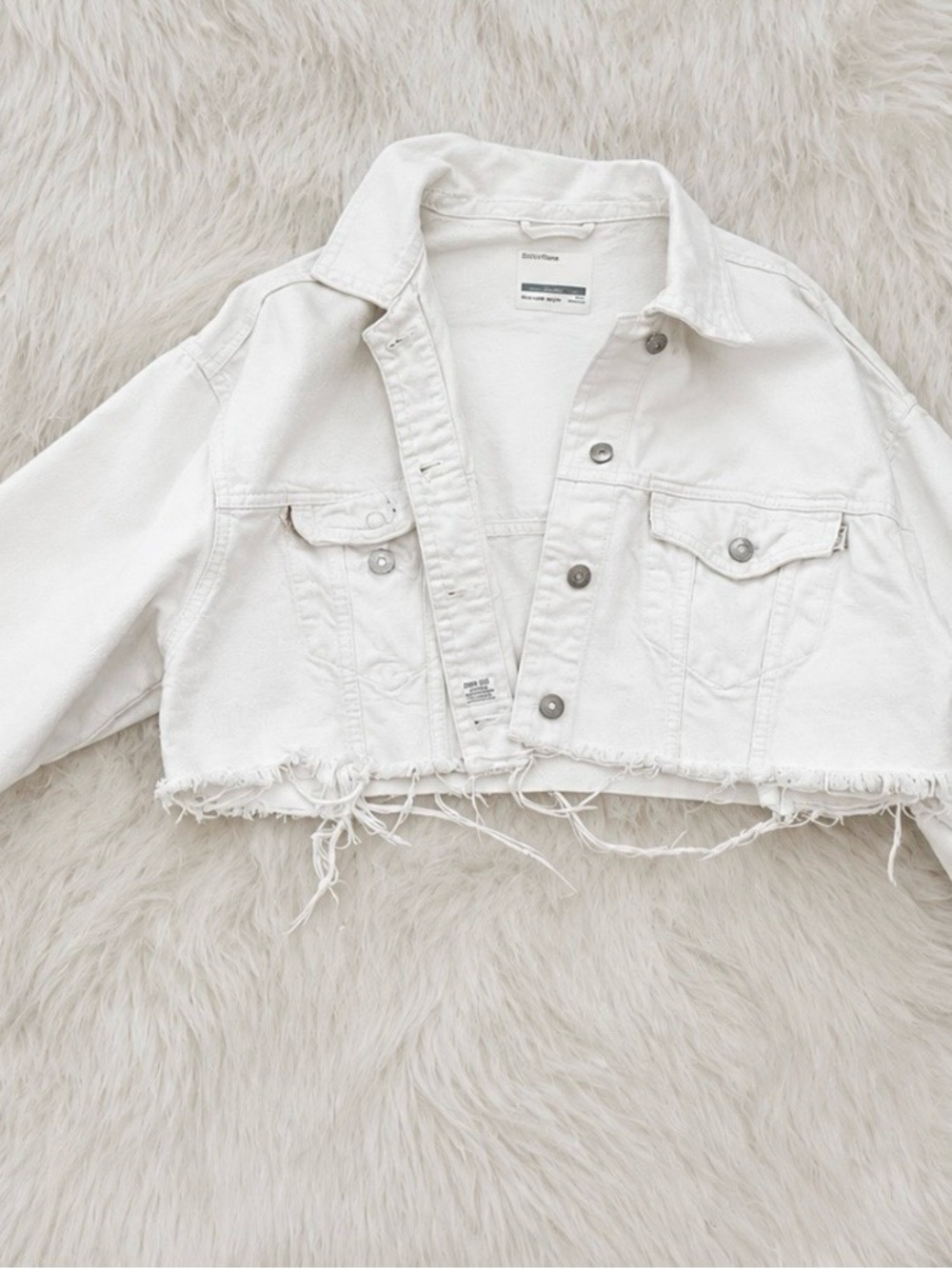 Cropped White Denim Jacket - Unbranded